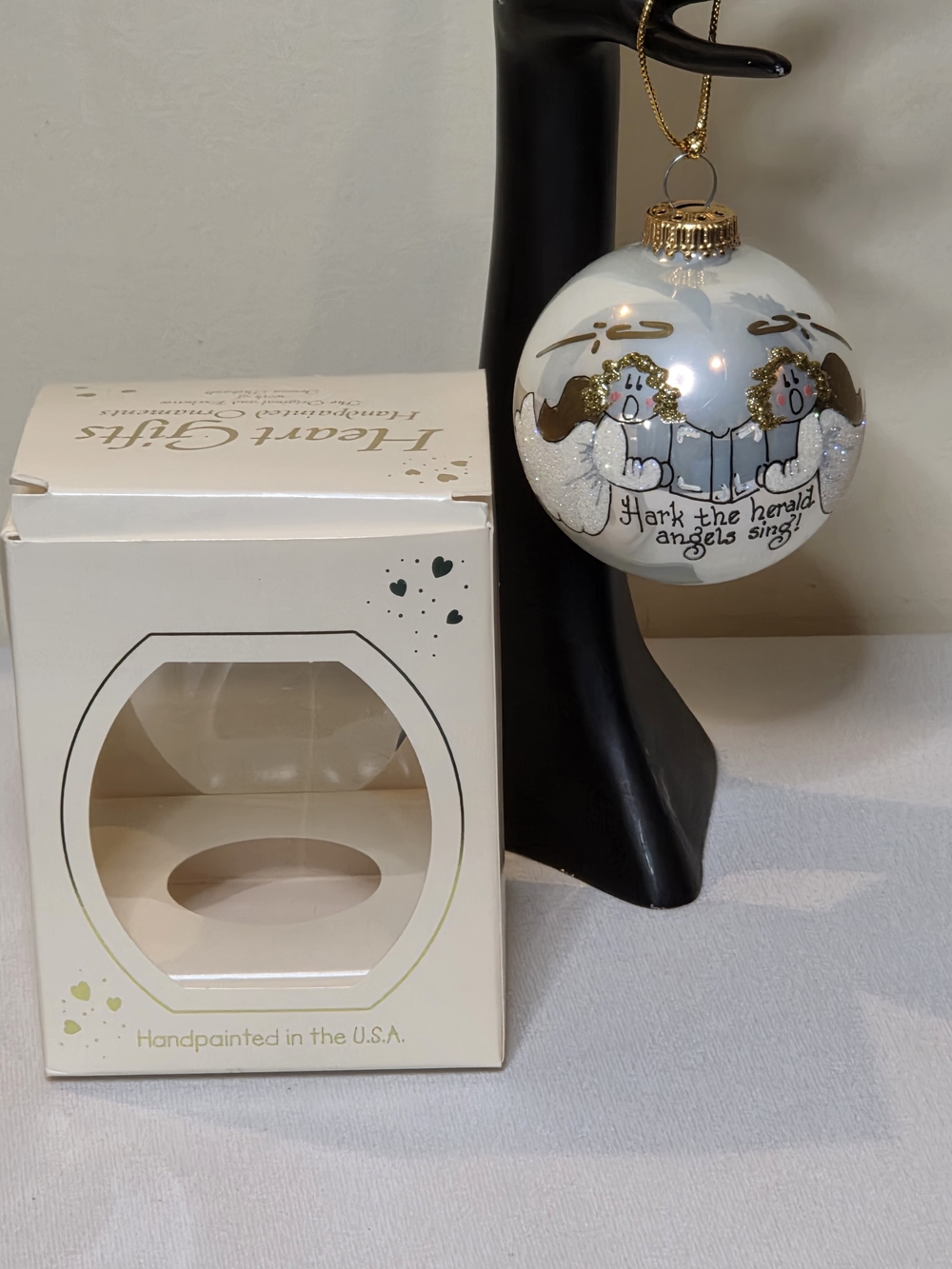 Vtg Teresa Thibault Heart Gifts Hand Painted Singing Angels Christmas Ornament